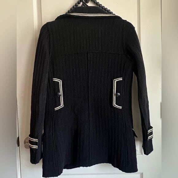 CHANEL Tweed Wool Black Wht Peacoat Jacket Coat 38 Small 4-6 Luxury HOST PICK 🎉 - Picture 3 of 16
